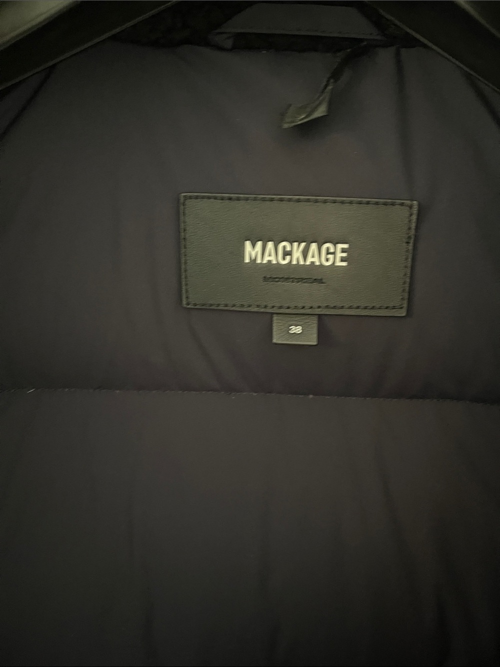 💯 Authentic Mackage Navy Mixed Media Down Bomber Jacket w/ Shearling Collar - Picture 5 of 16